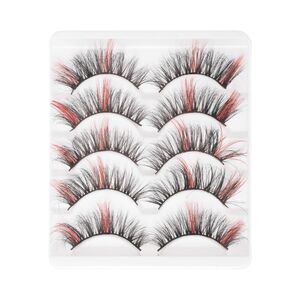 3D Mix Color False Eyelashes Red 5 Pair